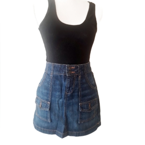 Y2K Old Navy Denim Utility Mini Skirt - Size 4 Regular - Picture 12 of 12